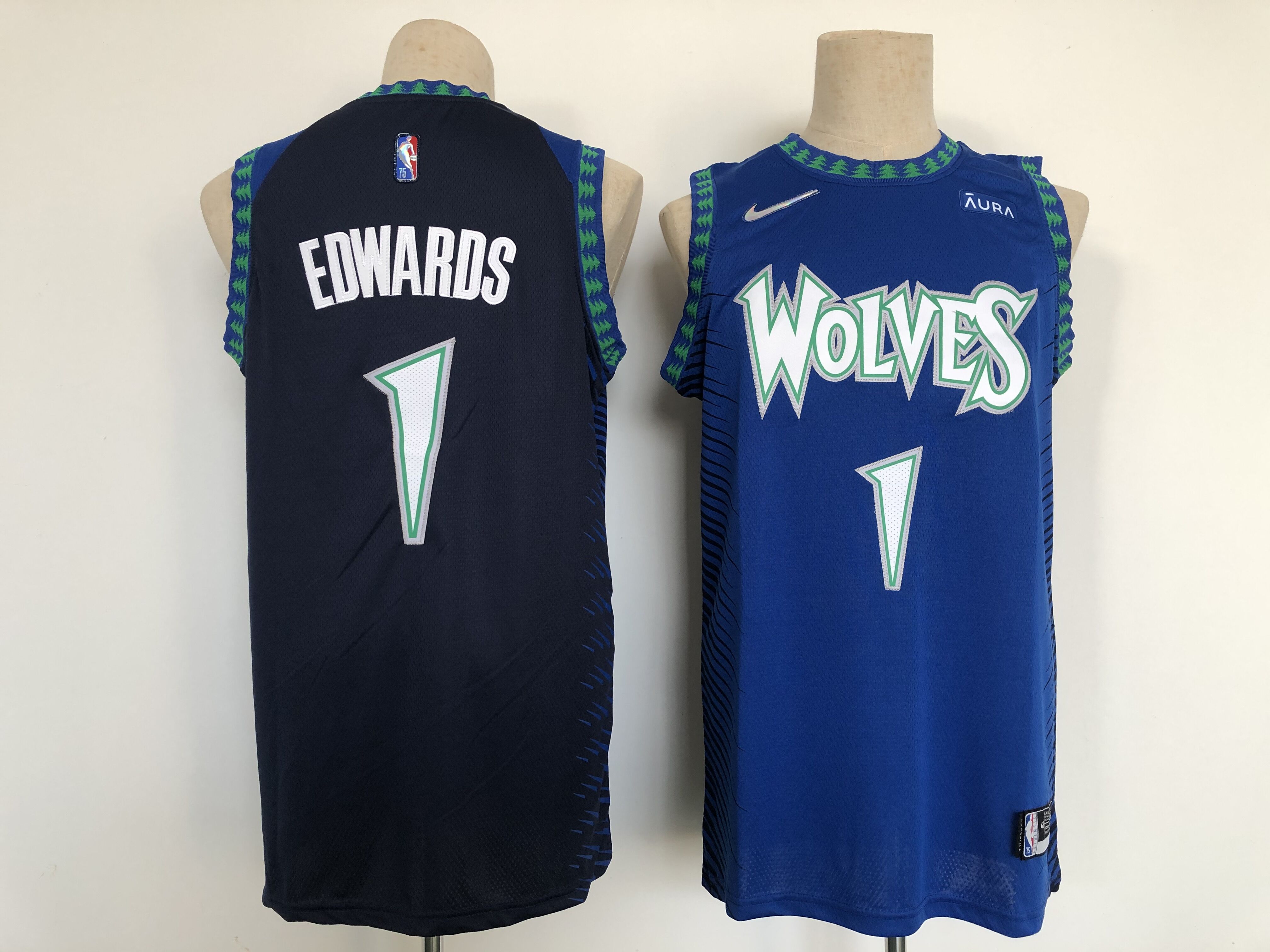 Cheap 2022 NBA Men Minnesota Timberwolves 1 Edwards blue Nike City Edition Jerseys